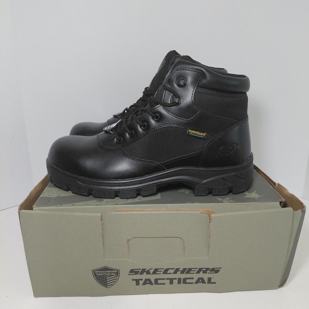 Skechers Work Men's Size 10 Wascana Benen Lace-Up Comp Toe Leather Boots Black